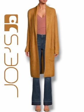 Joe's Jeans Long Open Front Cardigan  in the Size Medium in Camel Color